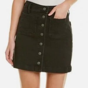 Madewell Black Denim Snap Front Plus Size Mini Skirt Size 36